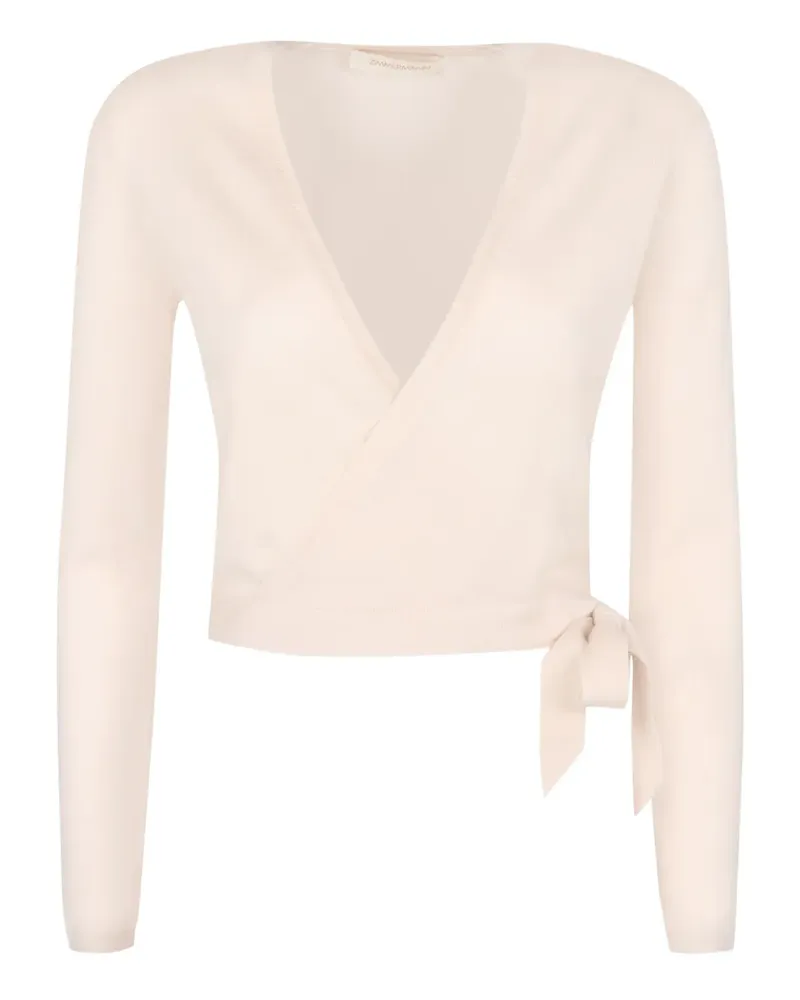 Zimmermann Geripptes Stricktop im Wickelstil - Nude Nude