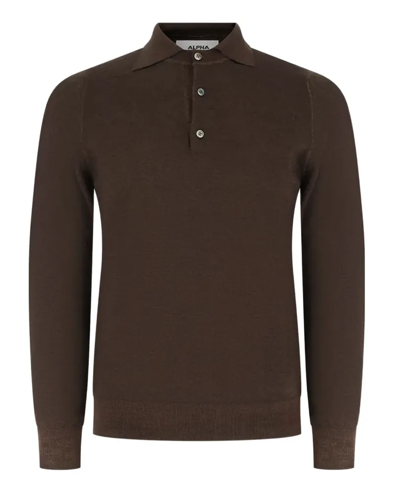 Alpha Studio Fein gestricktes Poloshirt - Braun Braun