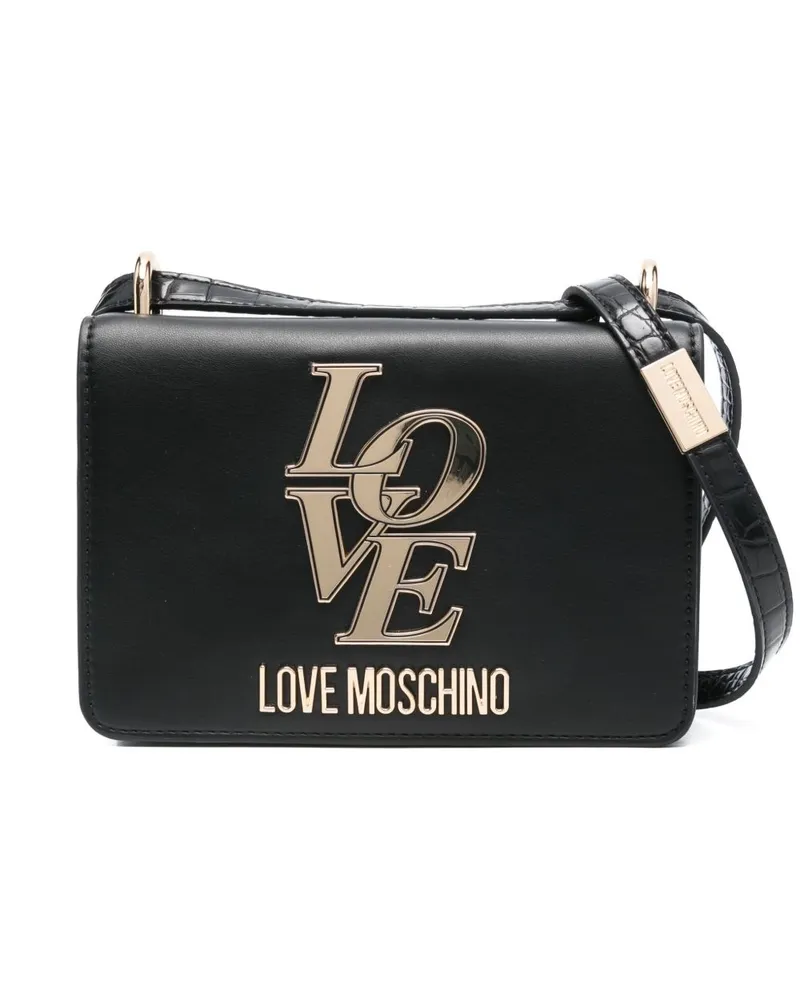 Moschino Umhängetasche mit Logo-Schild - Schwarz Schwarz