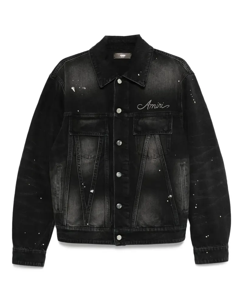Amiri Jeansjacke mit Farbklecks-Print - Schwarz Schwarz