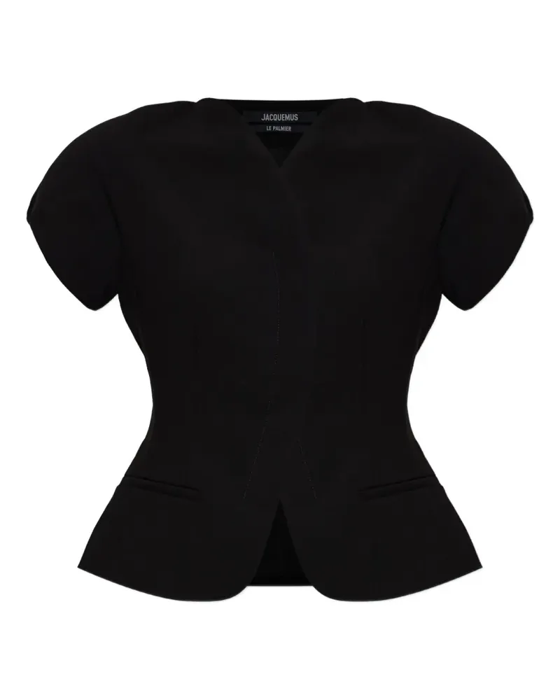 Jacquemus Kurzärmeliger Ovalo Blazer - Schwarz Schwarz