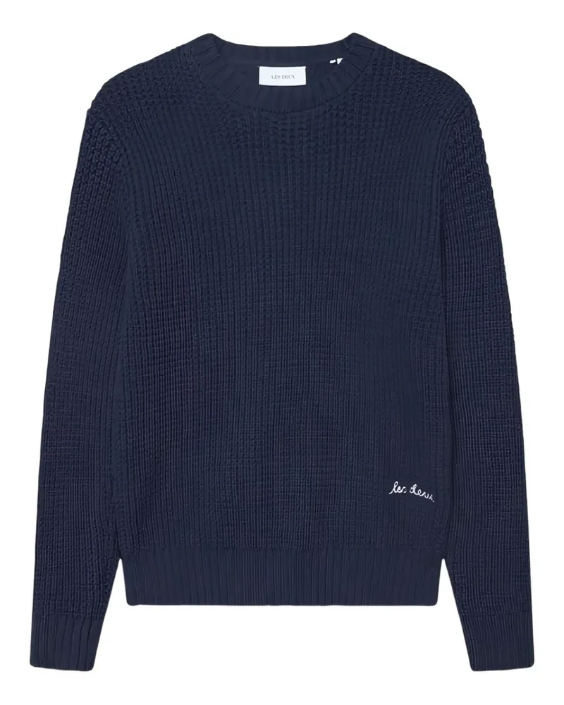 LES DEUX Alvin Pullover mit Waffelstrick-Muster - Blau Blau