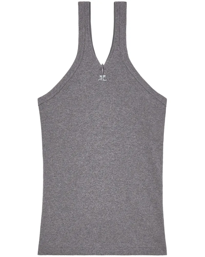 Courrèges Geripptes Trägershirt mit Logo - Grau Grau
