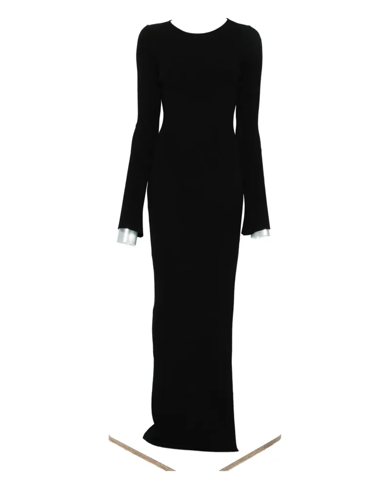 Mach & Mach Geripptes Maxikleid - Schwarz Schwarz