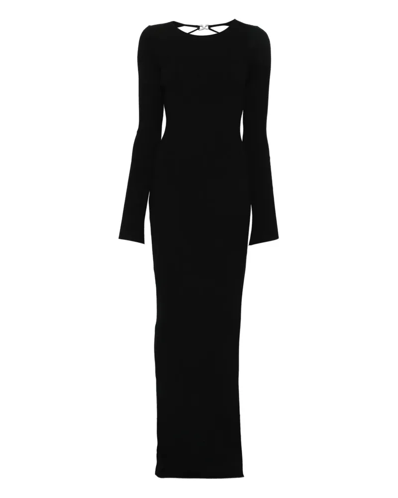 Mach & Mach Geripptes Maxikleid - Schwarz Schwarz