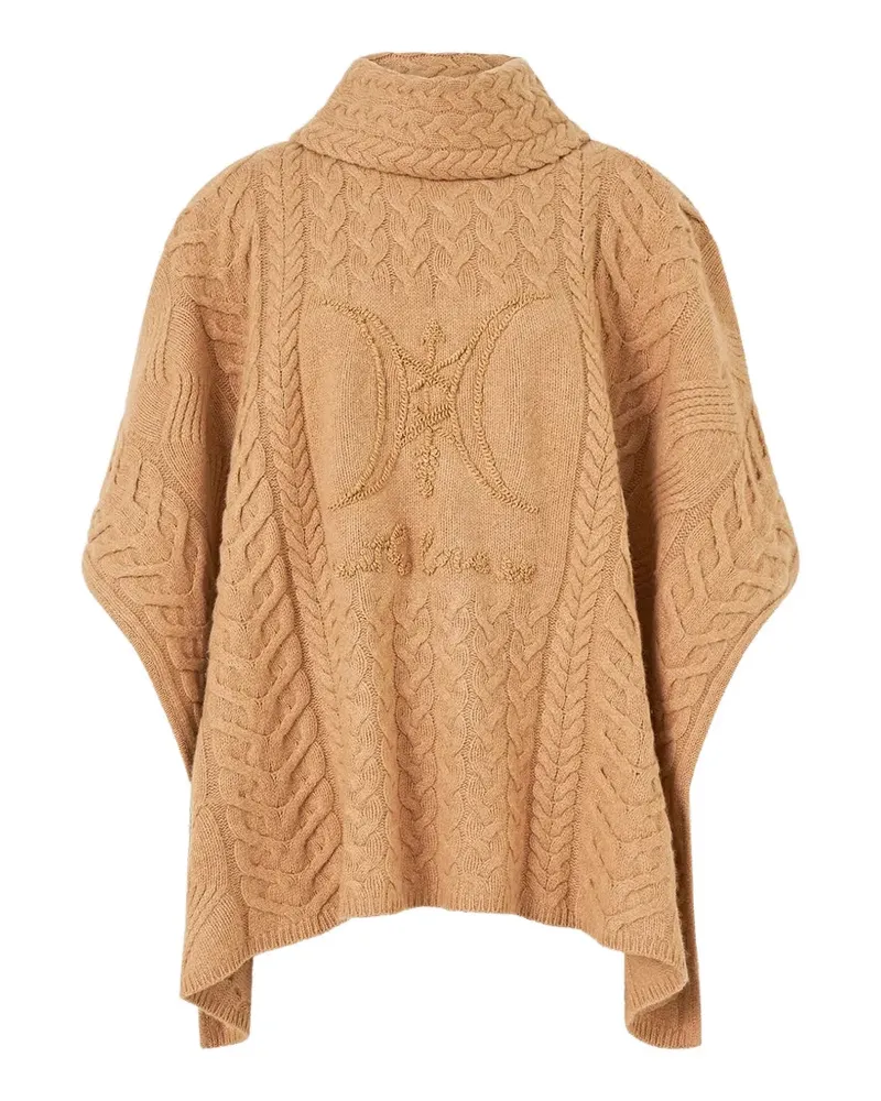 Camilla funnel-neck knit poncho - Braun Braun