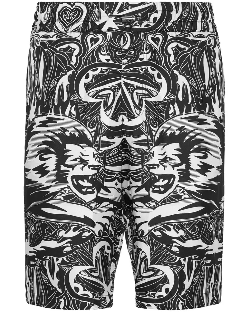Philipp Plein Tribal Circus Seidenshorts - Schwarz Schwarz