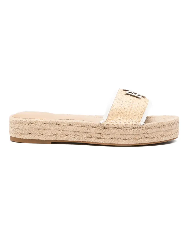 Ralph Lauren logo-plaque raffia espadrilles - Nude Nude
