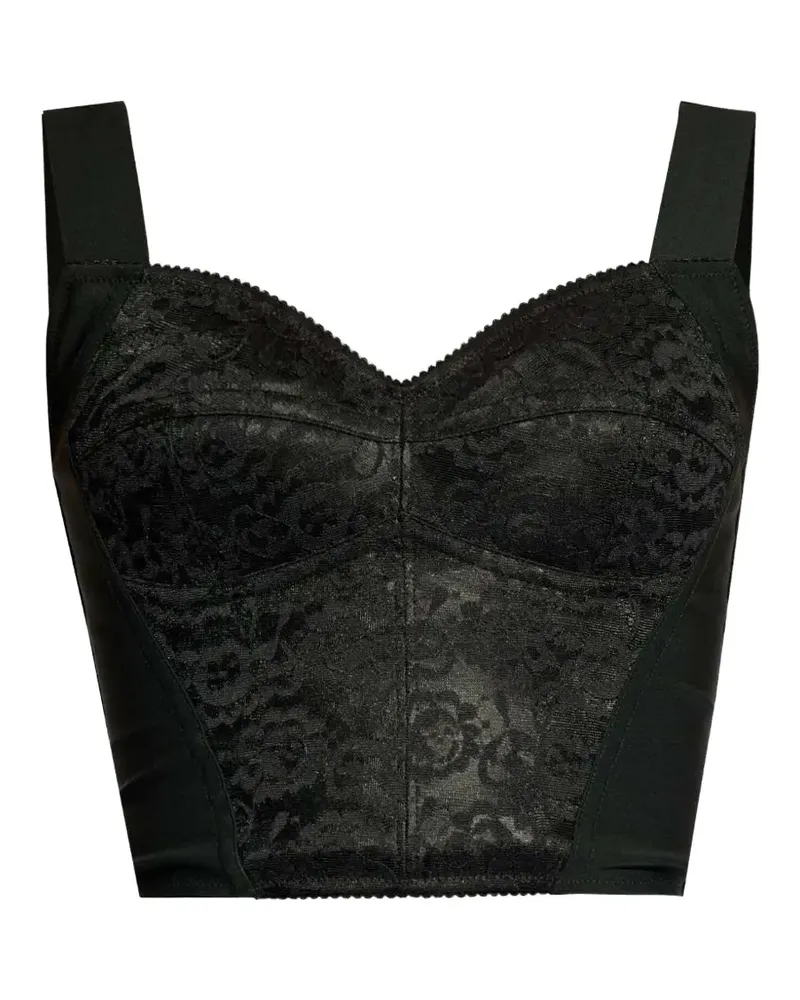 Dolce & Gabbana lace-overlay cropped bustier - Schwarz Schwarz