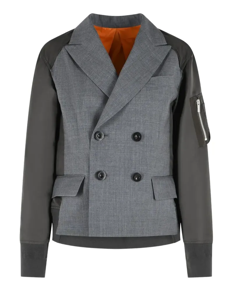 Sacai double-breasted paneled jacket - Grau Grau