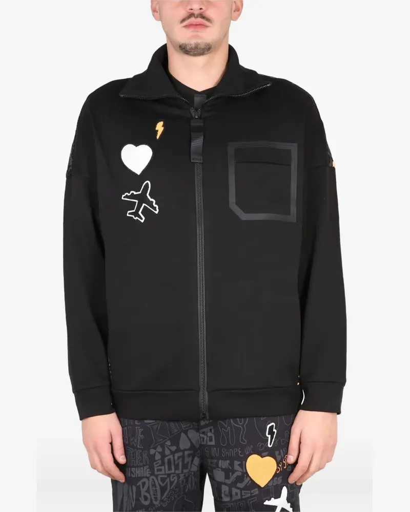 HUGO BOSS zip appliqué sweatshirt - Schwarz Schwarz
