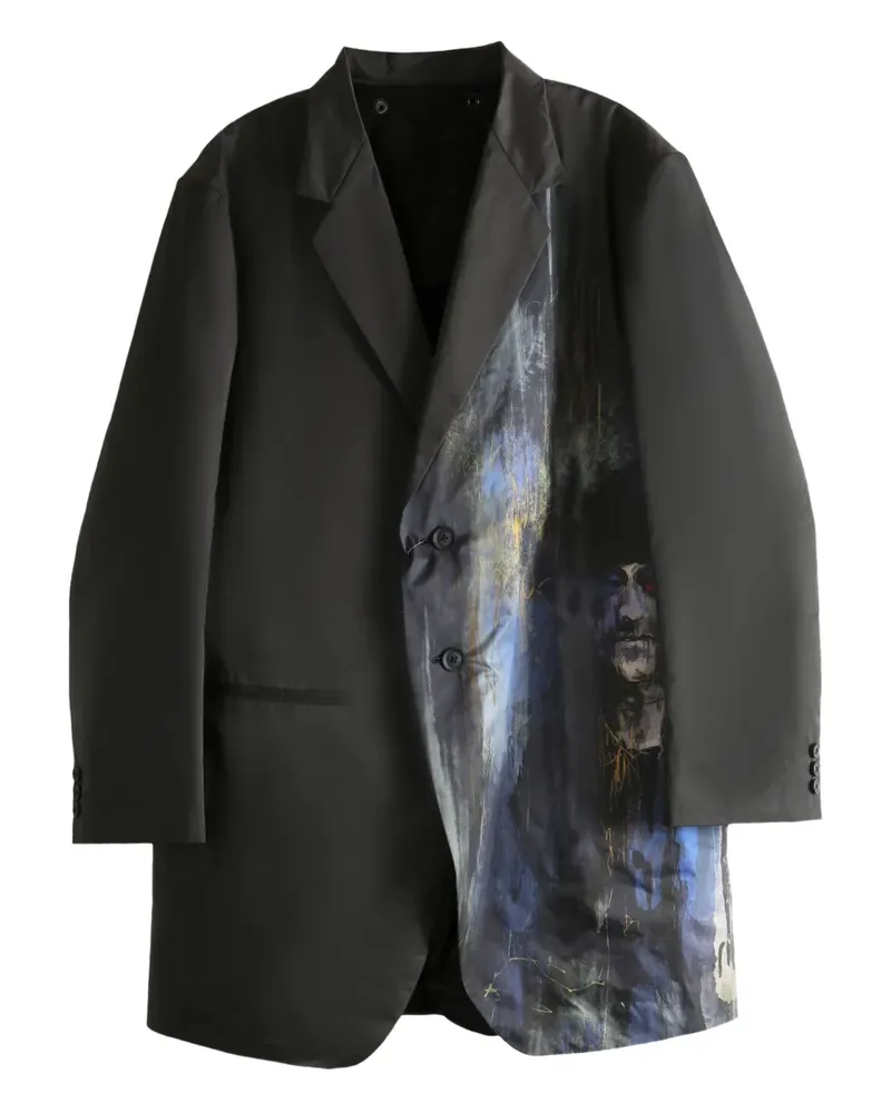 Yohji Yamamoto Sakko mit abstraktem Print - Schwarz Schwarz