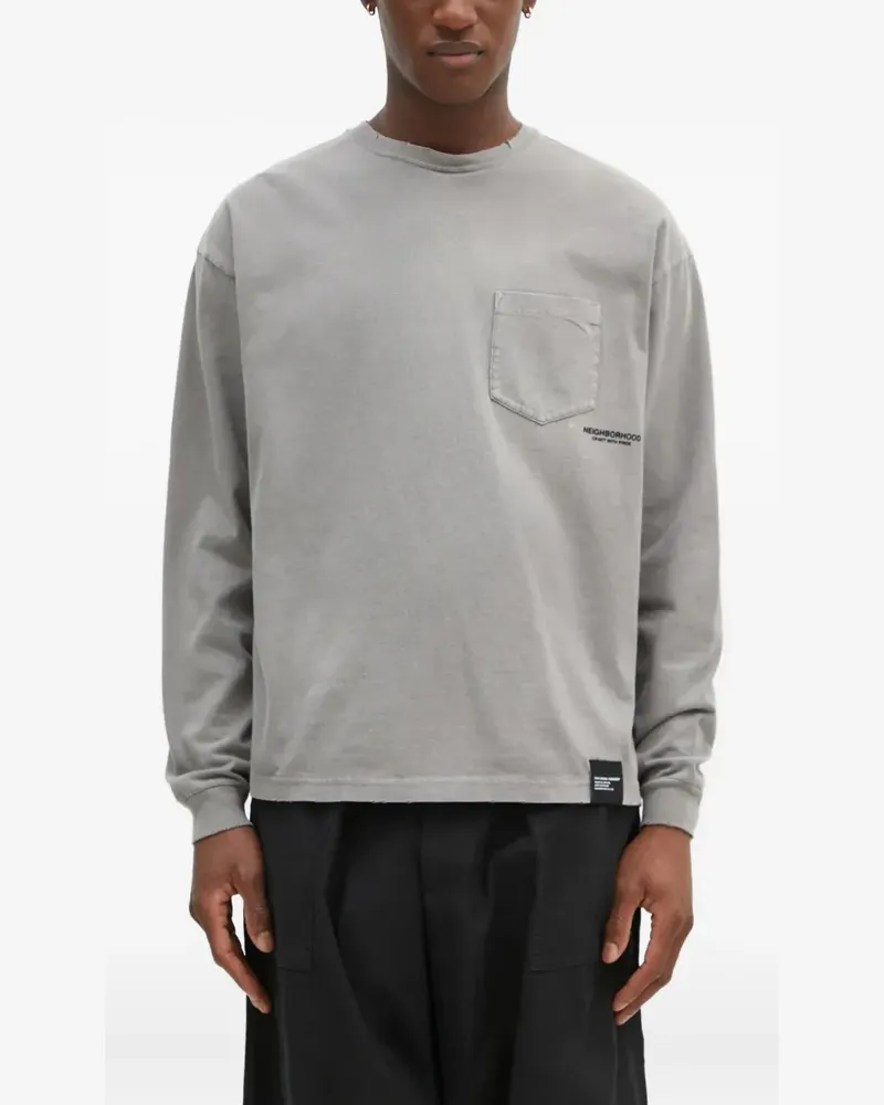 Neighborhood Langarmshirt mit Tasche - Grau Grau
