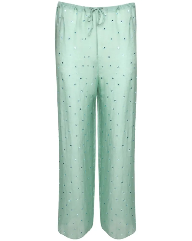 Oséree Gerade Hose mit Schmucksteinen GrüN