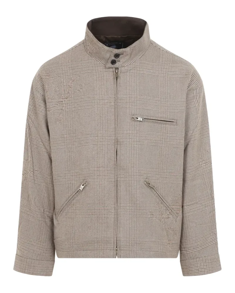 Mastermind Japan Harrington Bomberjacke mit Check-Muster - Braun Braun