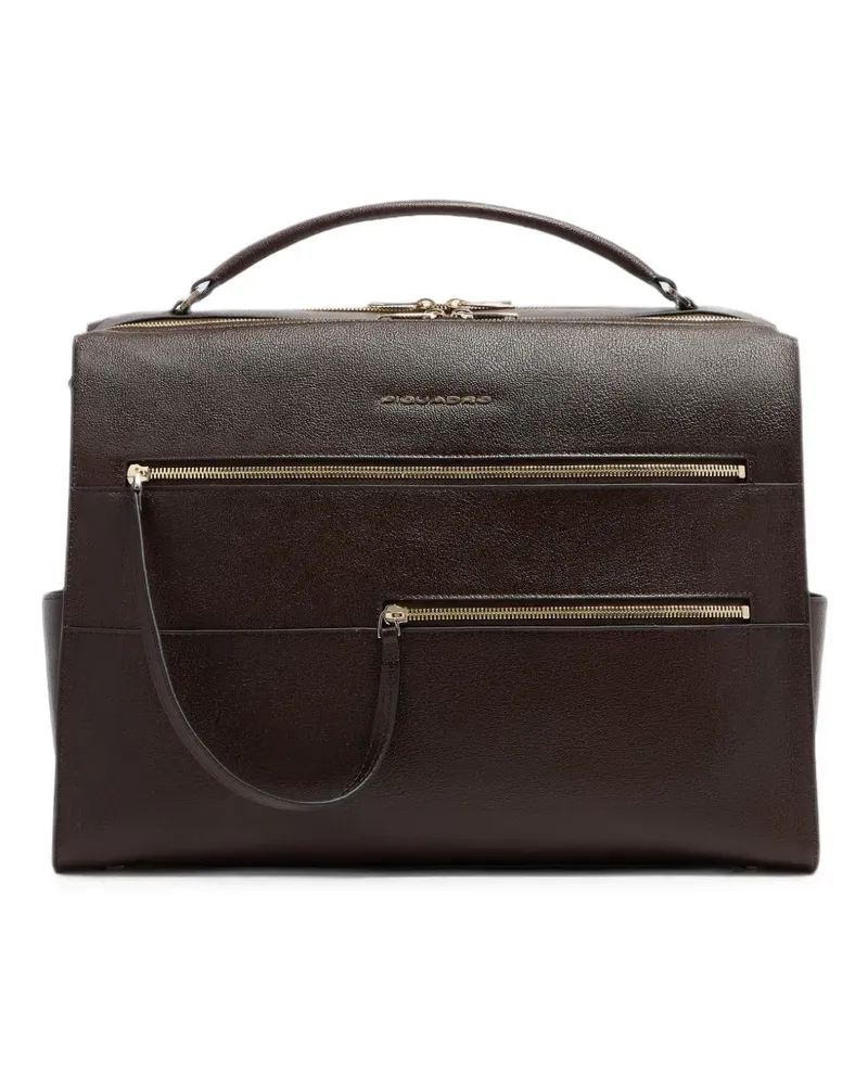 Piquadro Patricia Laptoptasche aus gekörntem Leder - Braun Braun