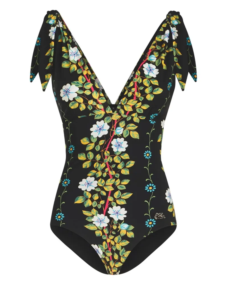 Etro Badeanzug mit Blumen-Print - Schwarz Schwarz