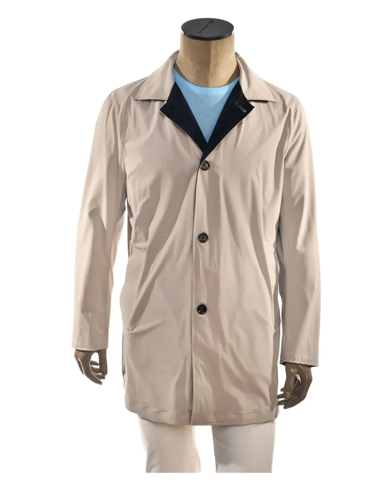 Kiton Wendbarer Regenmantel mit Knöpfen - Blau Blau