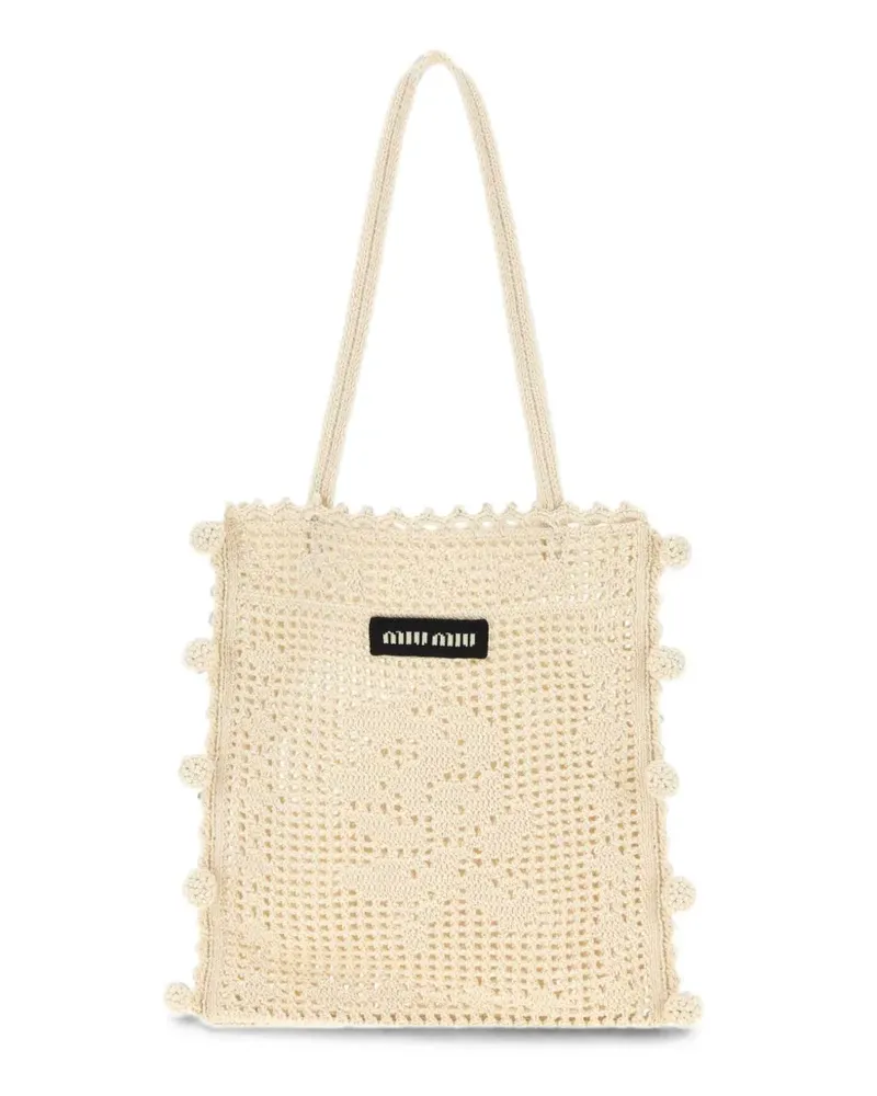 Miu Miu pom-pom crochet shoulder bag - Nude Nude