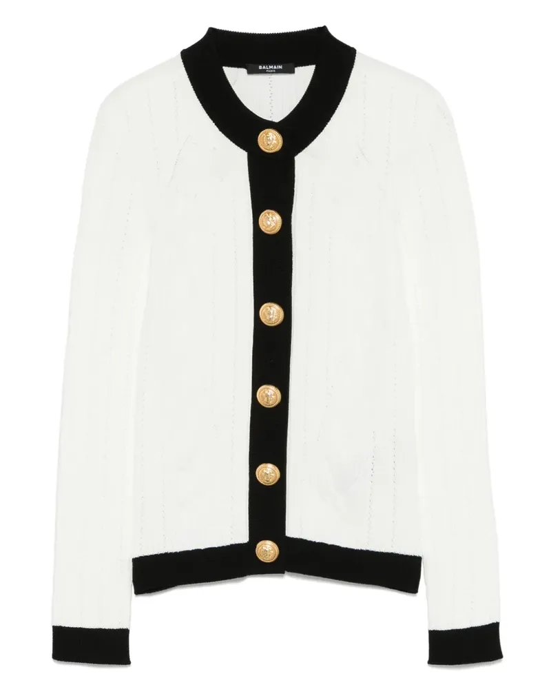 Balmain Zweifarbiger Cardigan - Weiß Weiß