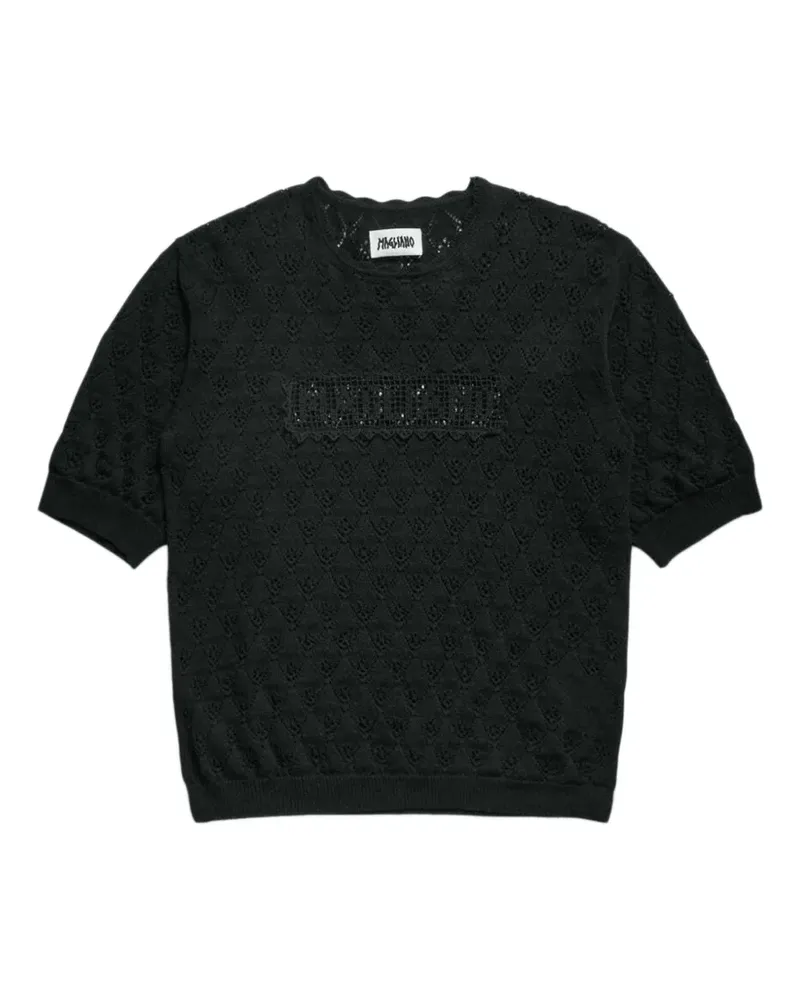 Magliano lace-knit logo-patch T-shirt - Schwarz Schwarz