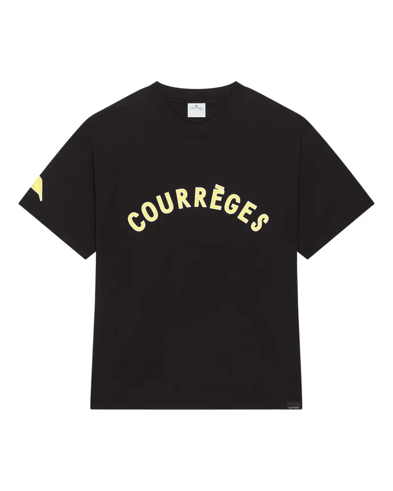 Courrèges Kurzärmeliges T-Shirt mit Logo-Print - Schwarz Schwarz