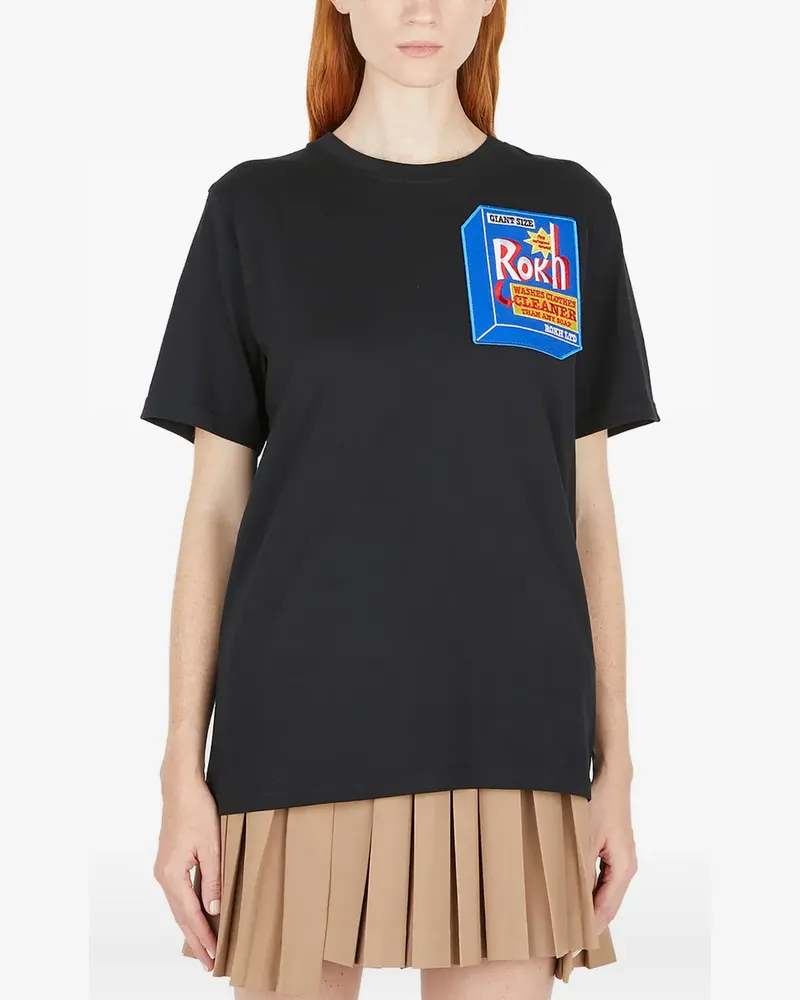 Rokh T-Shirt mit grafischem Print - Schwarz Schwarz