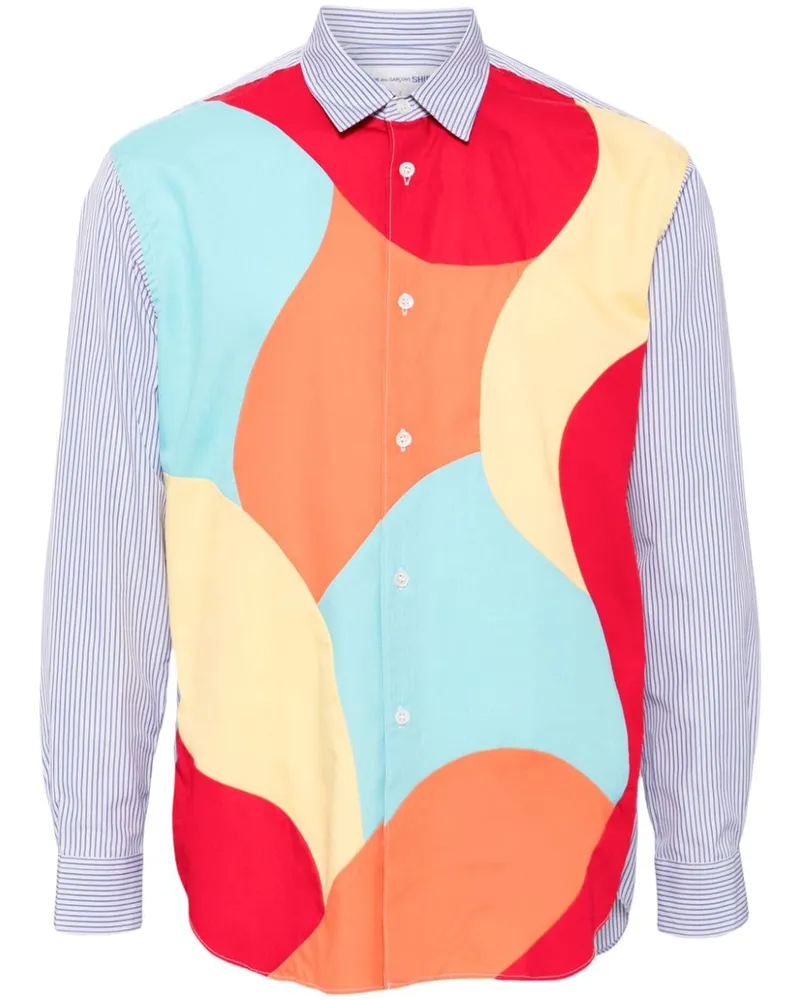 Comme des Garçons Hemd im Patchwork-Look - Blau Blau