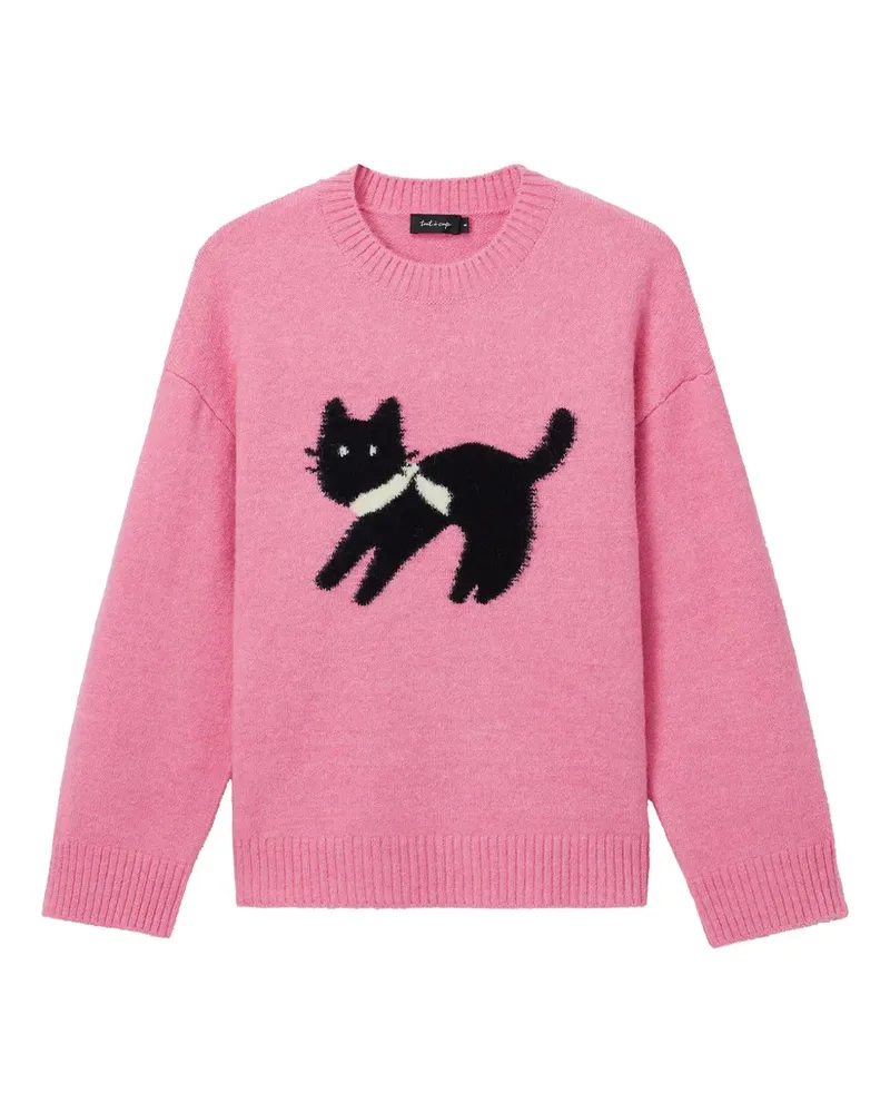 Tout a Coup Pullover mit Katzendetail - Rosa Rosa