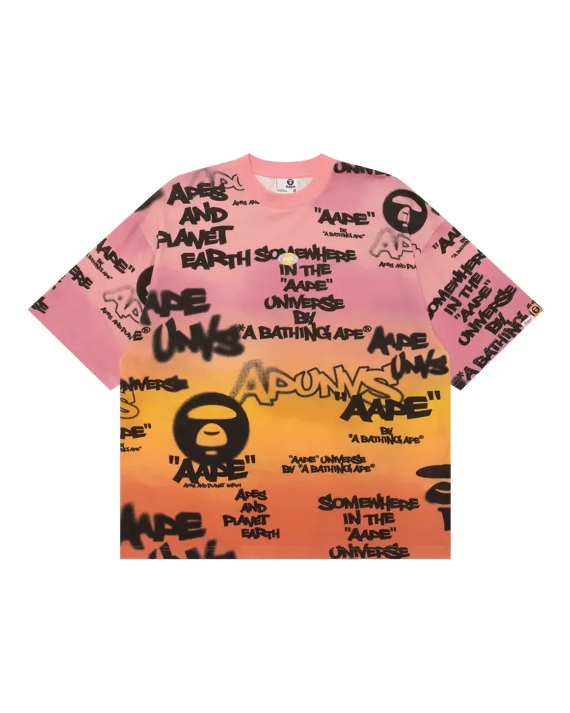 BAPE T-Shirt mit Graffiti-Print - Rosa Rosa