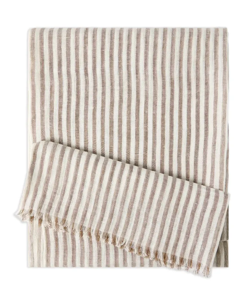 Brunello Cucinelli Gestreifter Schal mit Fransen - Nude Nude