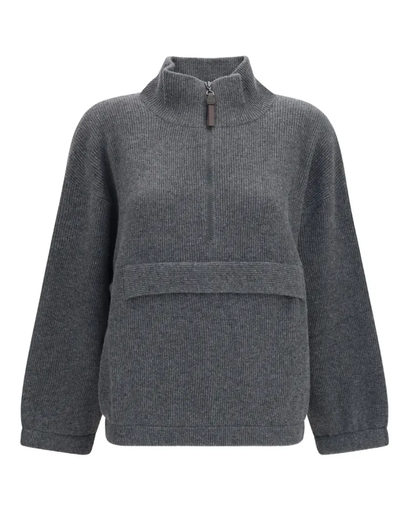 Brunello Cucinelli quarter-zip cashmere sweater - Grau Grau