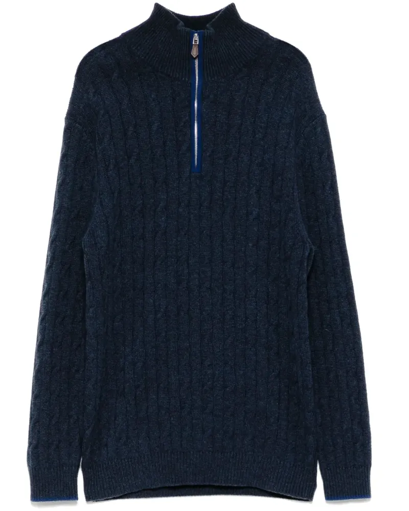 N.Peal Kaschmirpullover mit Zopfmuster - Blau Blau
