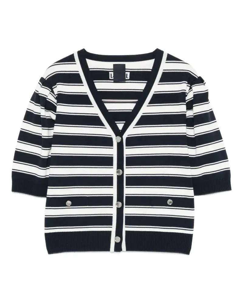 JUUN.J horizontal-stripe puff-sleeve blouse - Blau Blau