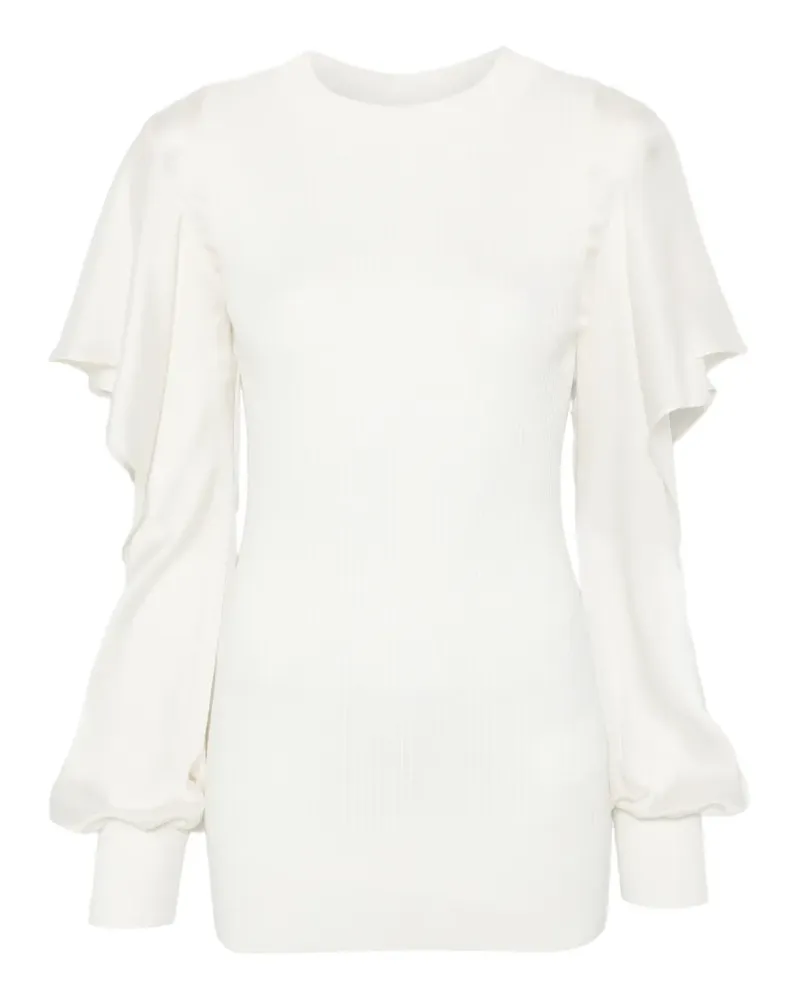 Sacai ruffled satin-sleeve top - Nude Nude