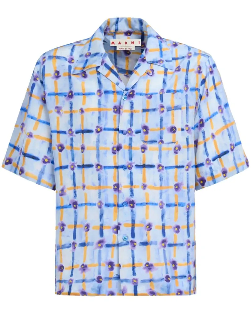 Marni Seidenhemd mit grafischem Print - Blau Blau