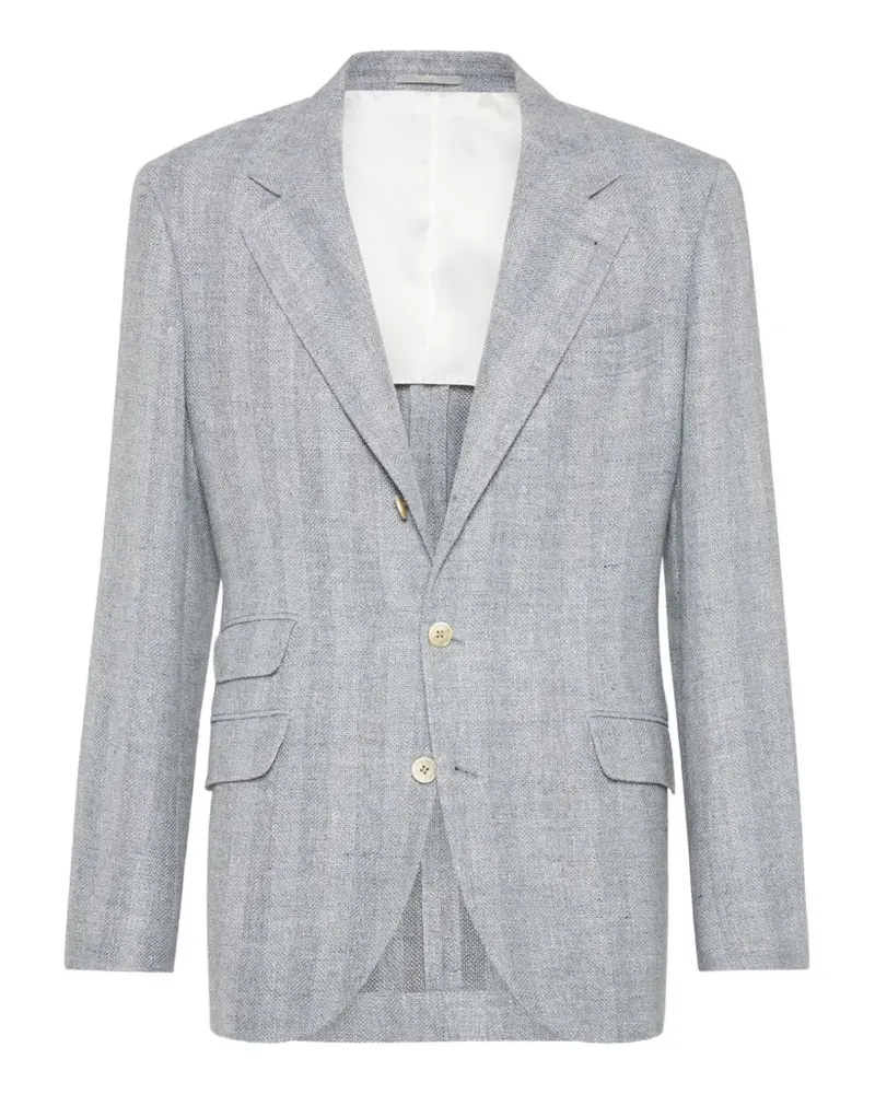 Brunello Cucinelli herringbone-pattern single-breasted blazer - Grau Grau