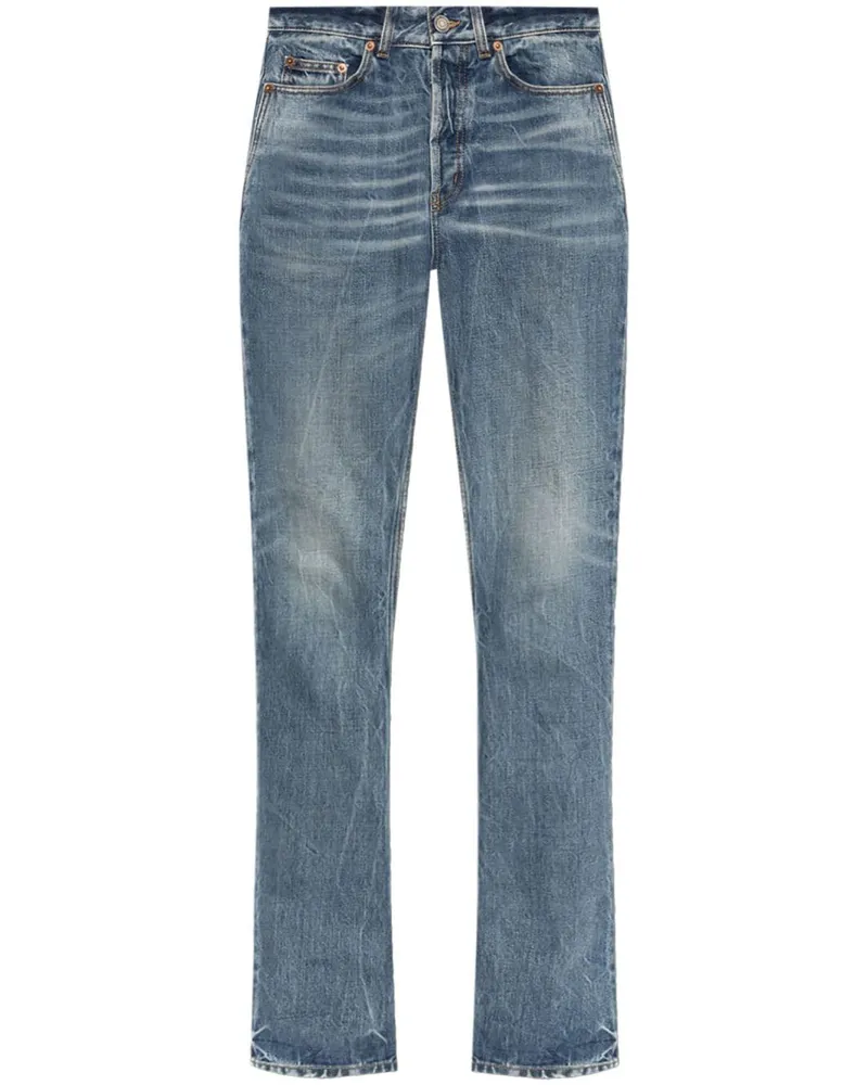 Saint Laurent Straight-Leg-Jeans mit Logo-Patch - Blau Blau