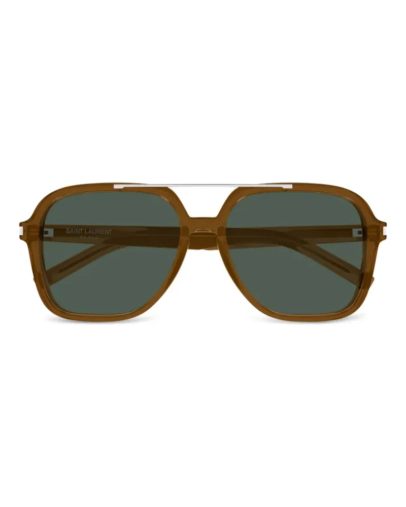 Saint Laurent double-bridge pilot-frame sunglasses - Braun Braun
