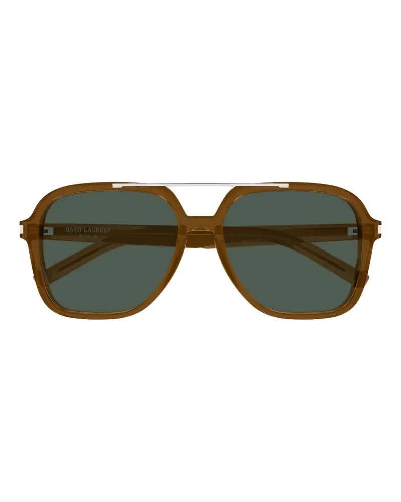 Saint Laurent double-bridge pilot-frame sunglasses - Braun Braun
