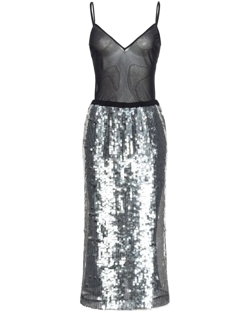 Pinko Paillettenkleid im Layering-Look - Silber Silber