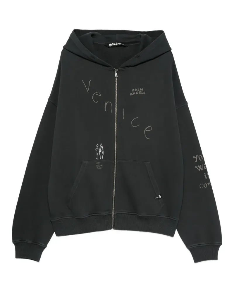 Palm Angels graphic-print zip-up hoodie - Schwarz Schwarz
