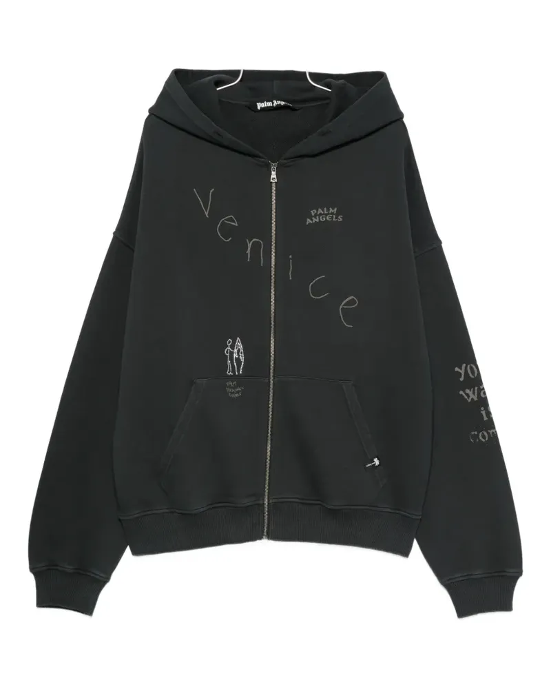 Palm Angels graphic-print zip-up hoodie - Schwarz Schwarz