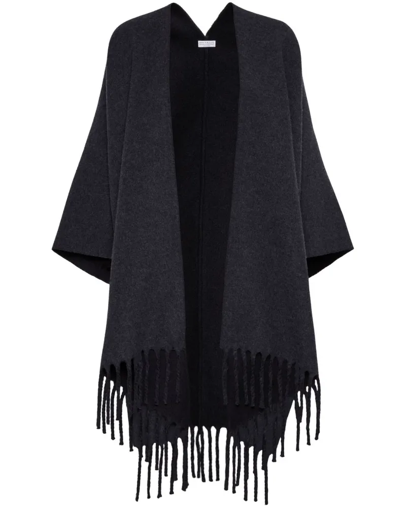 Brunello Cucinelli Poncho mit Fransendetail - Grau Grau