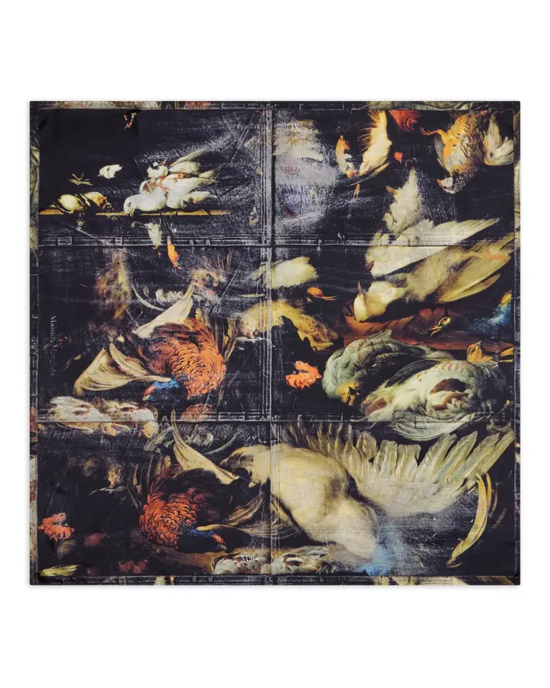 Maison Margiela printed silk scarf - Schwarz Schwarz