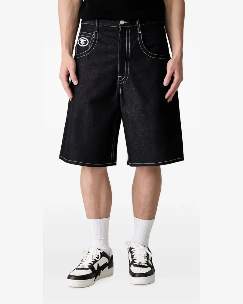 BAPE logo-patch denim shorts - Blau Blau