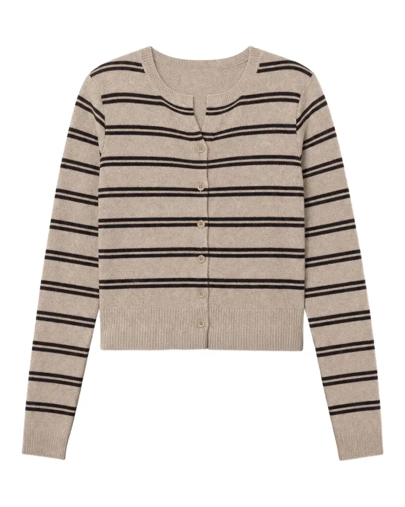 Reformation Gestreifter Clara Kaschmircardigan - Nude Nude