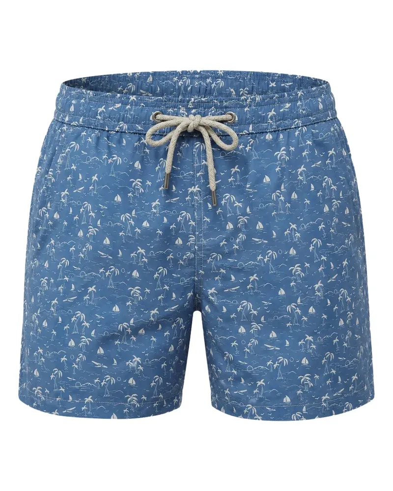 MC2 Saint Barth palm-tree print swim shorts - Blau Blau