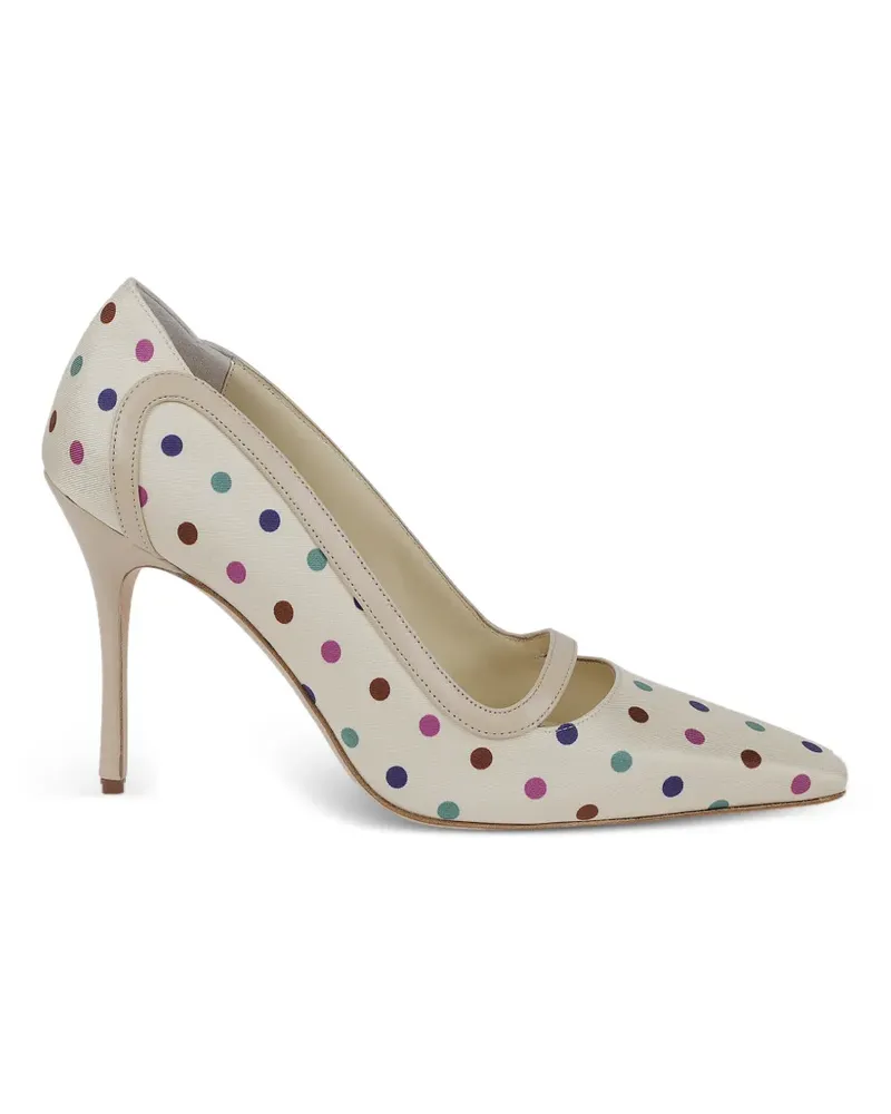 Manolo Blahnik Labama polka-dot silk pumps - Nude Nude
