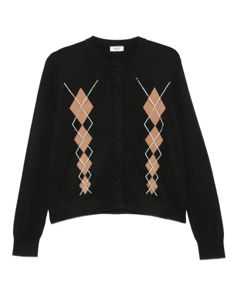 Liu Jo Cardigan mit Argyle-Intarsie - Schwarz Schwarz